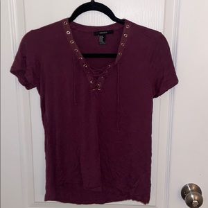 maroon top